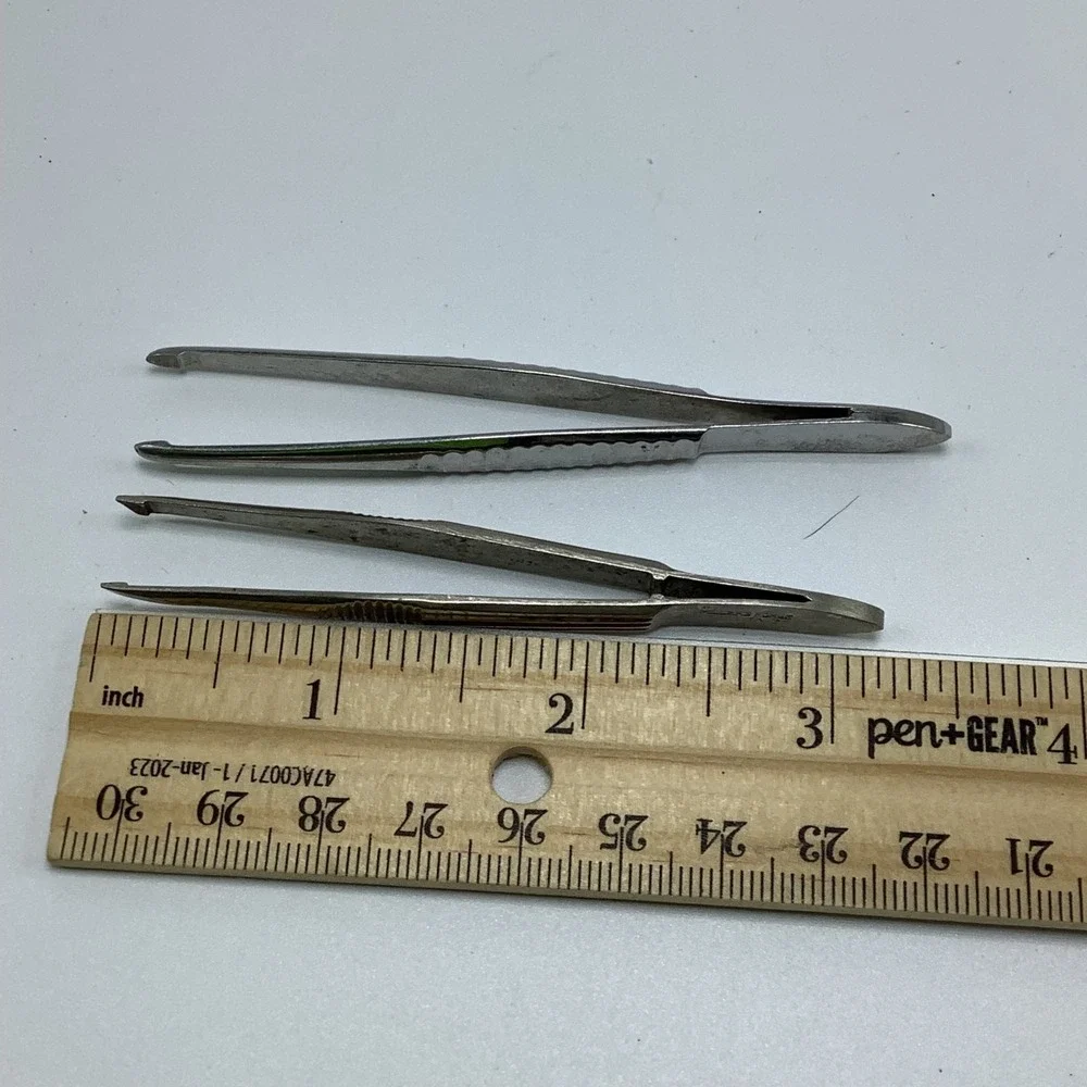 Vintage Tweezers Angled & Rounded Millers Forge USA & KNY Sheerer‎ Germany